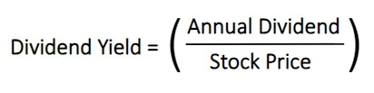 dividend yield formula is the total annual dividend divided by the stock price