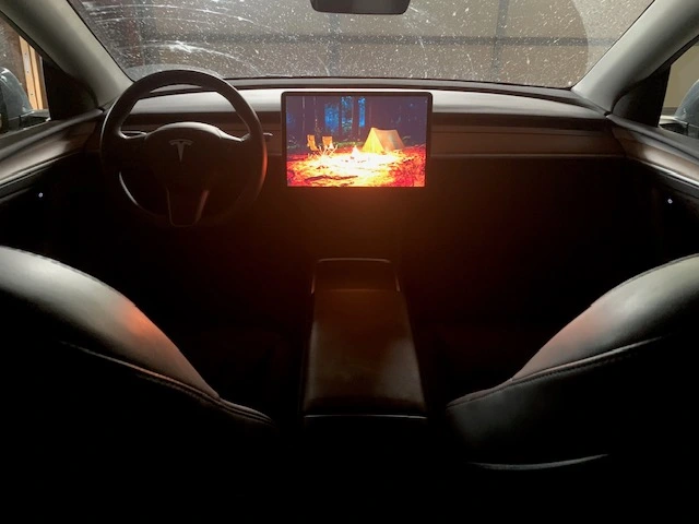 camping in a Tesla with camp mode on