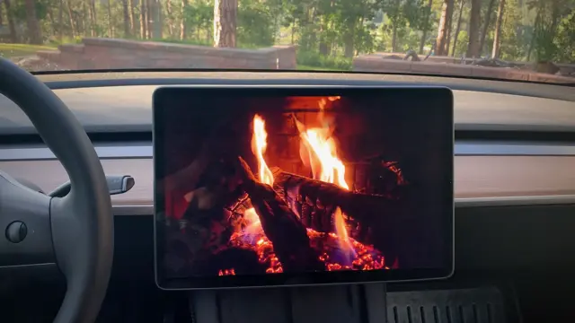 tesla fireplace romance mode