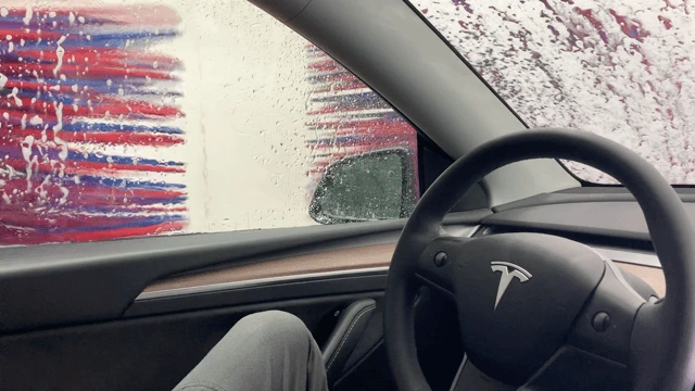 Tesla car wash mode in Model Y and not touchless